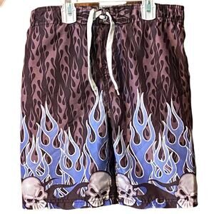Extreme Athletic Gear Swim Trunks 4-5 Boys Skull Flames Lake Beach Graphic